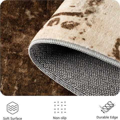 6x9 Area Rugs - Modern Abstract Washable Rug, Ultra Soft Non Slip Low Pile Large Rugs for Living Room, Floor Carpet for Bedroom Dining Room Office Laundry Nursery Home(A-Brown)