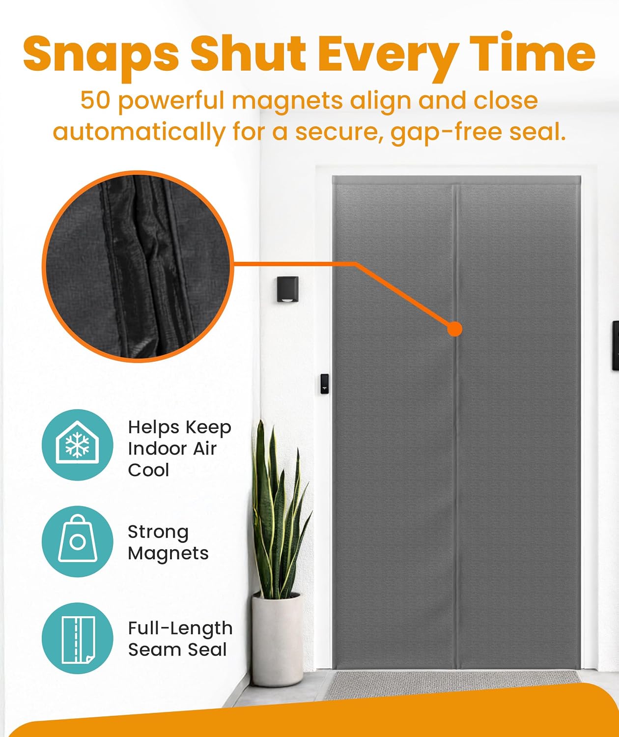 Flux Phenom Magnetic Screen Door - Bugs Out, Breeze in - 9min Install Auto-Sealing Heavy Duty Double Stitched Mesh, 50 Magnets, Hands Free Sliding & Patio Doors Net, Pet & Kid Friendly, 40 x 82 Inch
