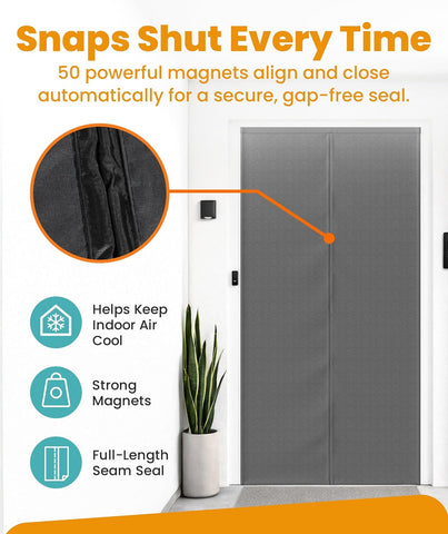 Flux Phenom Magnetic Screen Door - Bugs Out, Breeze in - 9min Install Auto-Sealing Heavy Duty Double Stitched Mesh, 50 Magnets, Hands Free Sliding & Patio Doors Net, Pet & Kid Friendly, 40 x 82 Inch