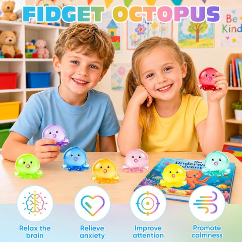 VISCOO 16 Pack Octopus Stress Balls for Kids, Slow Rising Squishy Toys