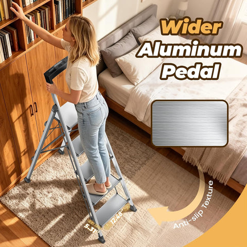 HBTower 5 Step Ladder, Lightweight Aluminum Folding Step Stool
