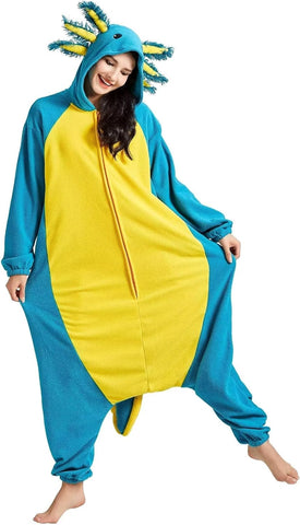 DarkCom Kid-Adult Animal Onesie Axolotl Halloween Costume Christmas Pajama