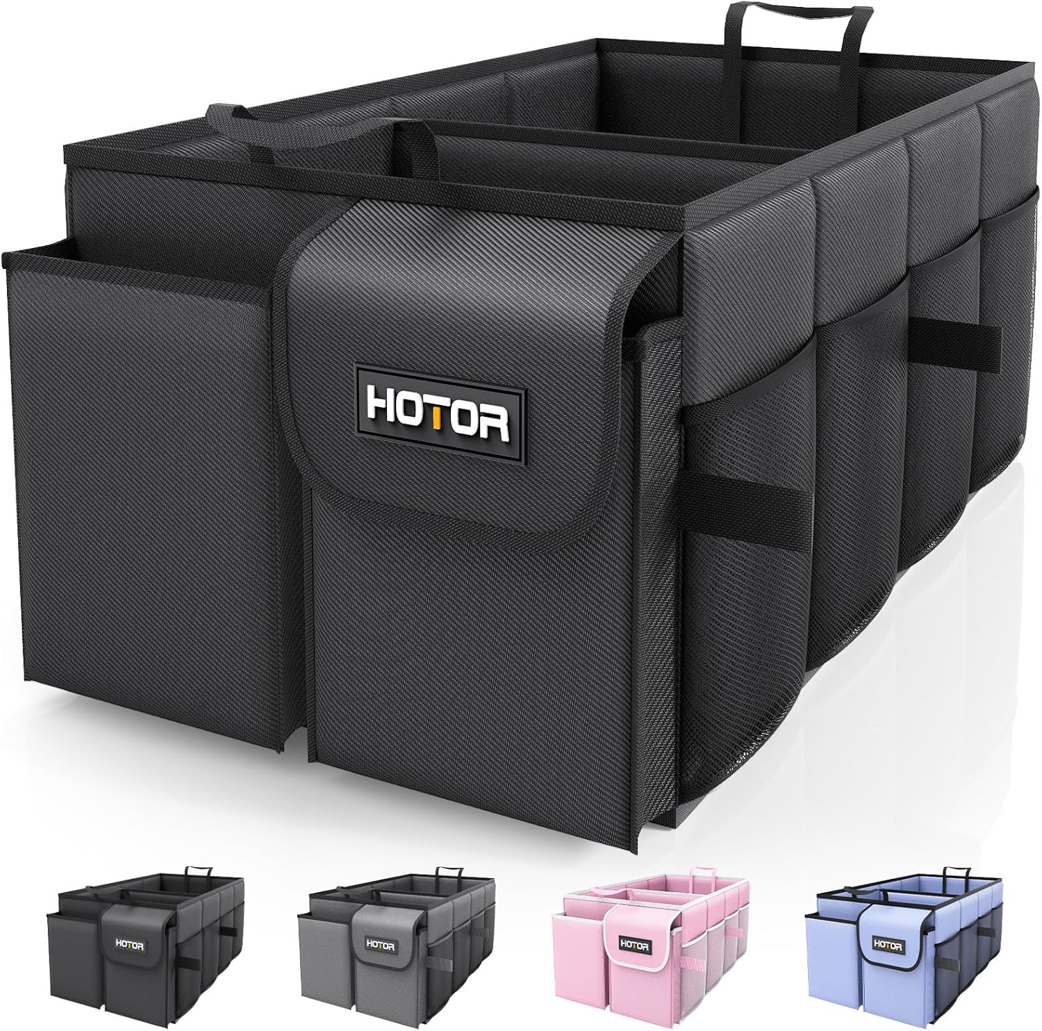 HOTOR Trunk Organizer - Foldable Car Organizer for SUVs & Sedans Storage