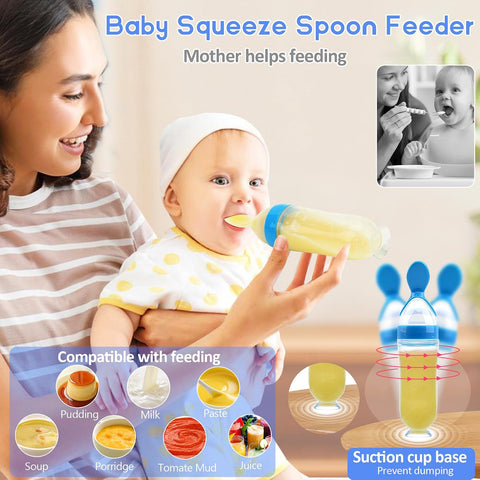 Baby Fruit Feeder Pacifier - 6 Pack | 2 Infant Food Pacifier & 2 Baby Food Dispensing Spoon | Fresh Fruit Teethers for Babies | Silicone Feeder Babies,Infant Teething Feeders (Blue)