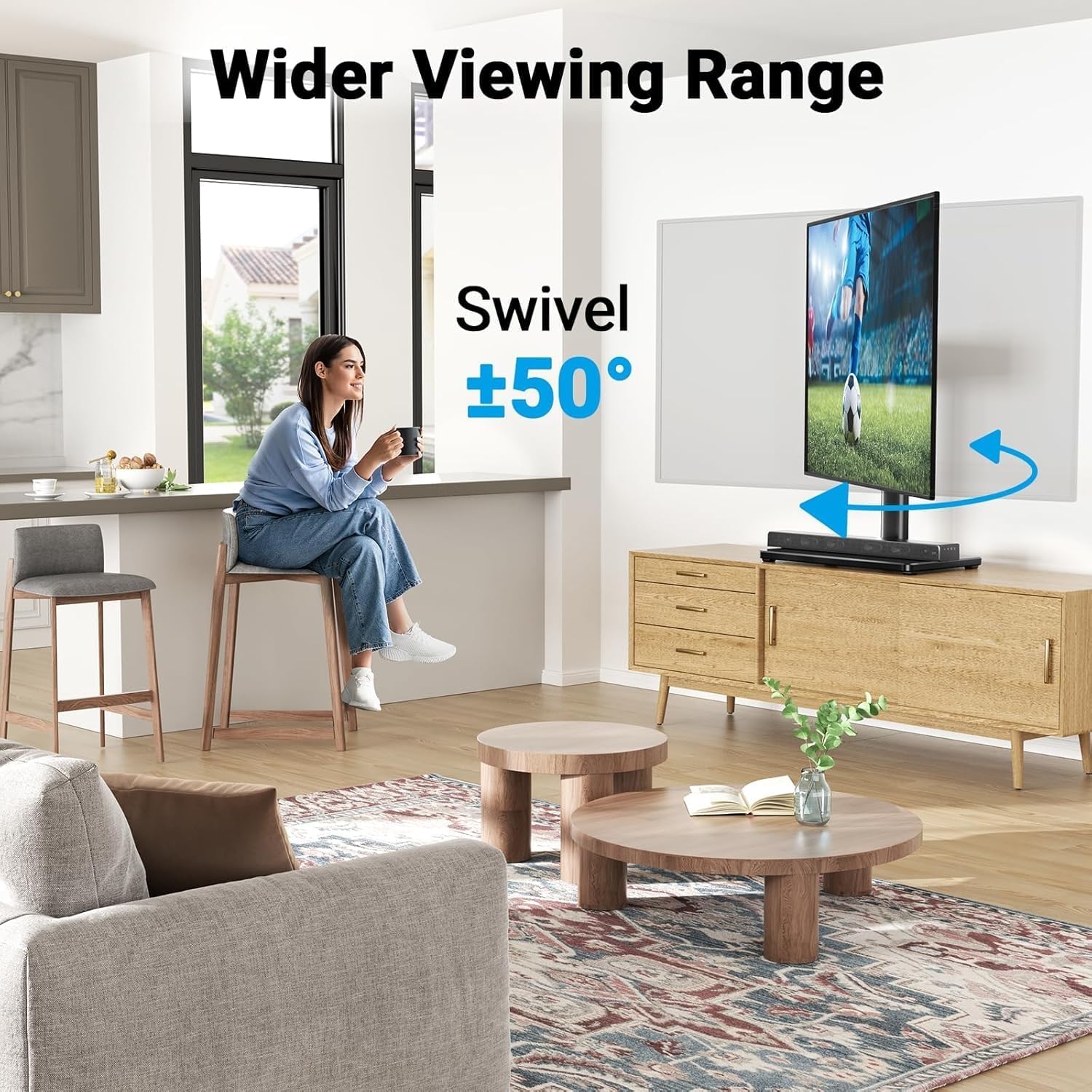 PERLESMITH Universal Swivel TV Stand for 24-60 inch TVs up to 99 lbs, 12 Height Adjustable Table Top TV Stand, TV Base Stand with Tempered Glass Base, Max VESA 400x400mm, PSTVS33