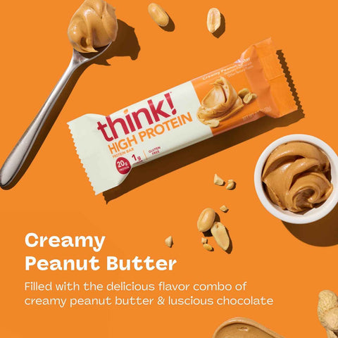 think! High Protein Bar, Creamy Peanut Butter, 30 Count