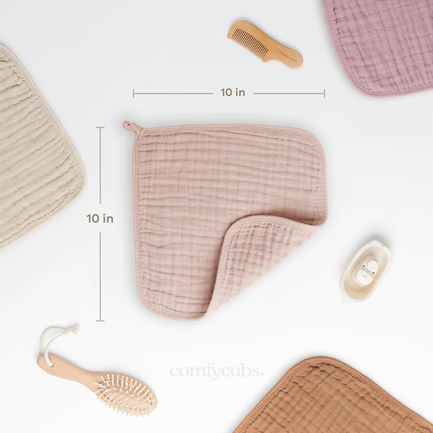 Comfy Cubs Muslin Baby Washcloths 10 Pack - Blush
