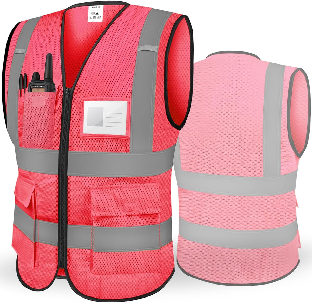 TICONN High Visibility Reflective Safety Vest for Men & Women, ANSI Class 2