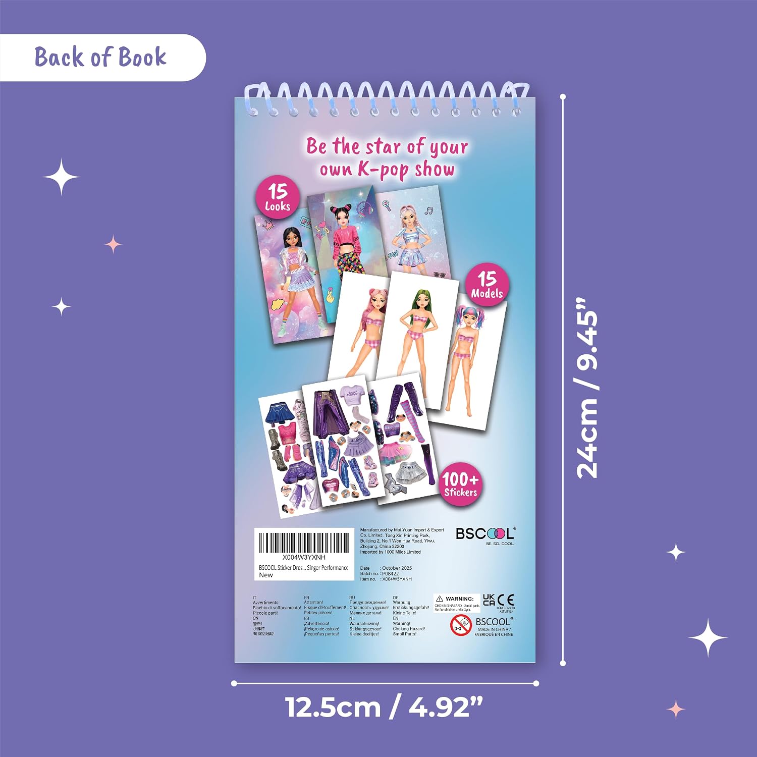 BSCOOL Kpop Sticker Book – Girls Fashion Design Activity for Kids