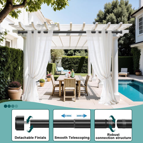 Curtain Rods 18-60 Inch, 1" Heavy Duty Adjustable Curtain Rod for Windows, Black Window Treatment Rod, Modern Design, Easy Installation