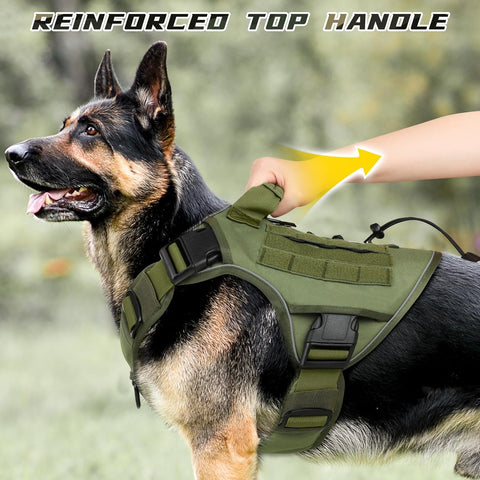 WINGOIN Green Tactical Dog Harness for Extra Large Dogs,No Pull Dog Harness