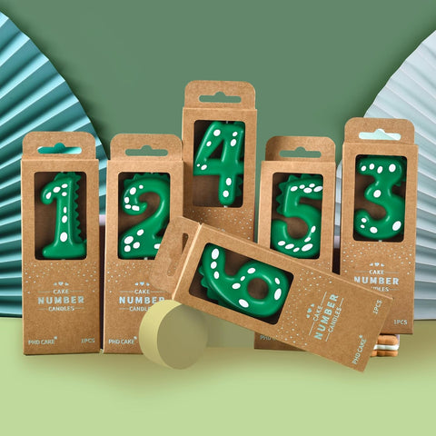 PHD CAKE 2.76 Inch Green Dinosaur 5 Number Birthday Candles, Dinosaur Number Candles, Cake Number Candles, Party Celebration