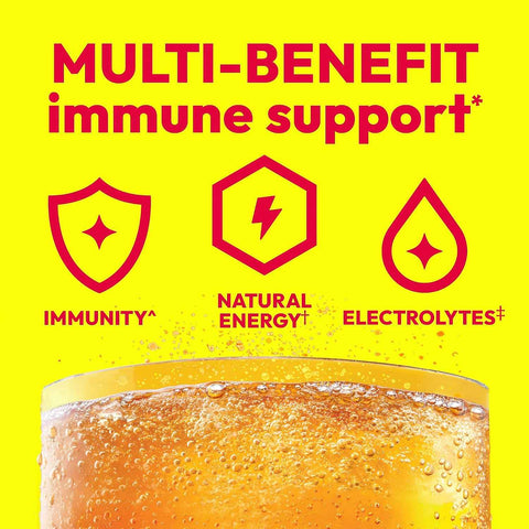 Emergen-C 1000mg Vitamin C Immune Support Powder, Super Orange, 90 ct | B Vitamins for Energy, Zinc and Manganese, Vitamin D, Electrolytes, 3 Month Supply, Natural Flavor