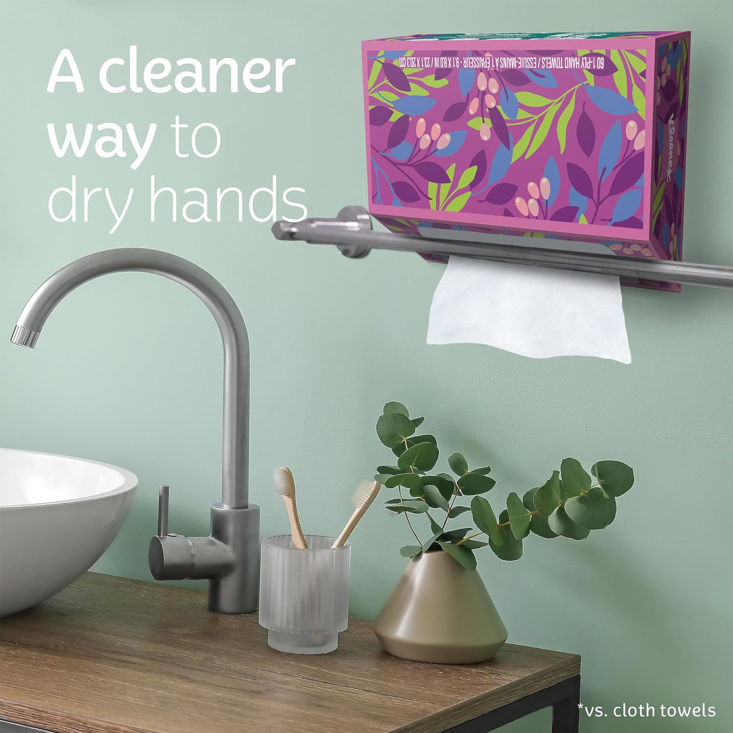 Kleenex Disposable Paper Hand Towels, 6 Boxes, 60 Tissues per Box (360 Total Tissues), Packaging May Vary