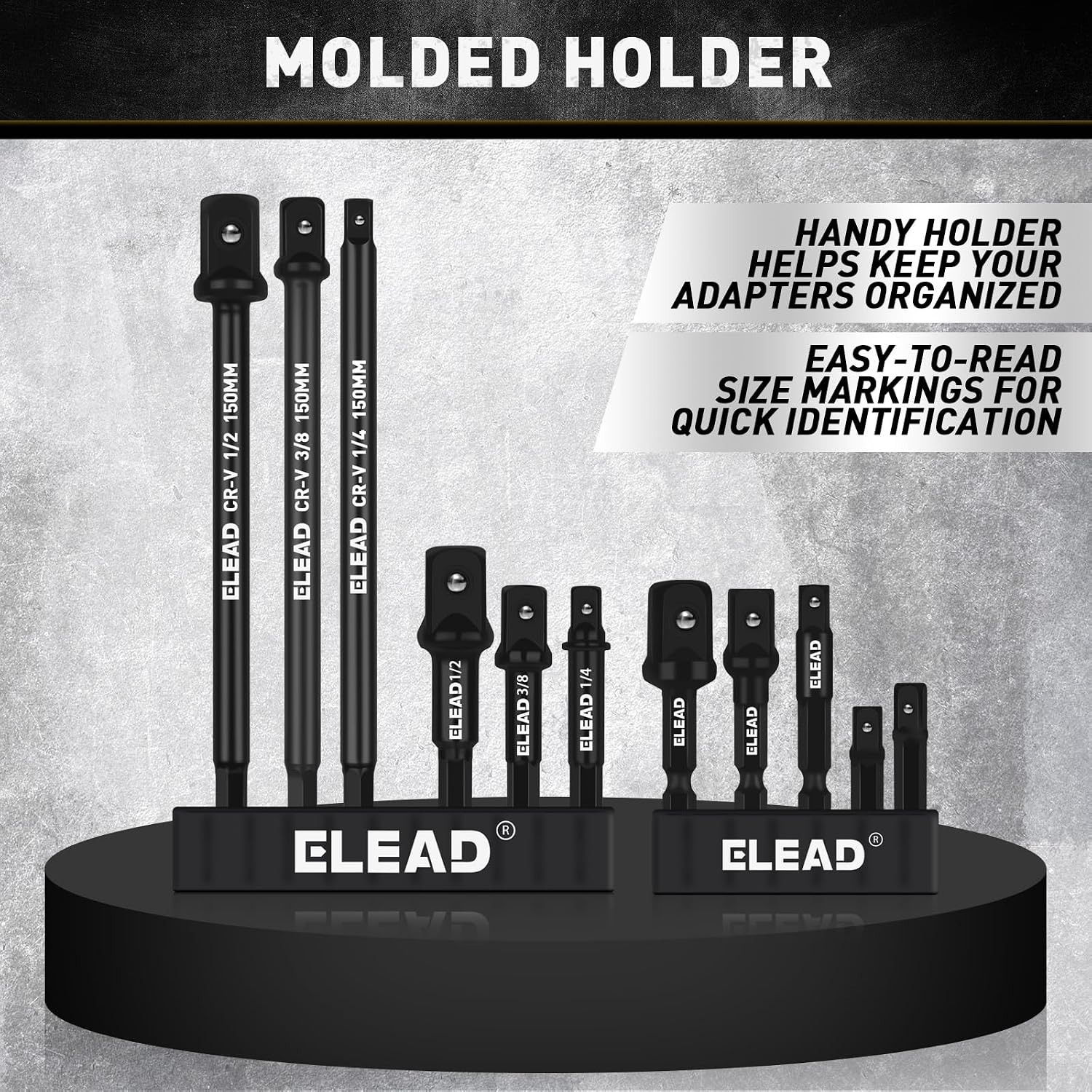 11-Piece Impact Socket Adapter Set, 1/4-Inch Hex Shank, 1/4" 3/8" 1/2" Impact Socket Driver Set, Drill Sockets Extension Bit, Sockets Driver Adapter, Drill Extension with Holder