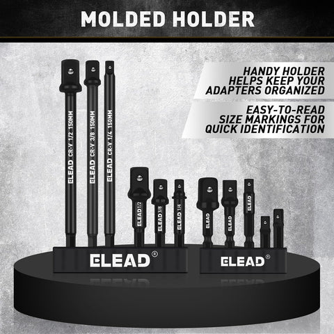 11-Piece Impact Socket Adapter Set, 1/4-Inch Hex Shank, 1/4" 3/8" 1/2" Impact Socket Driver Set, Drill Sockets Extension Bit, Sockets Driver Adapter, Drill Extension with Holder