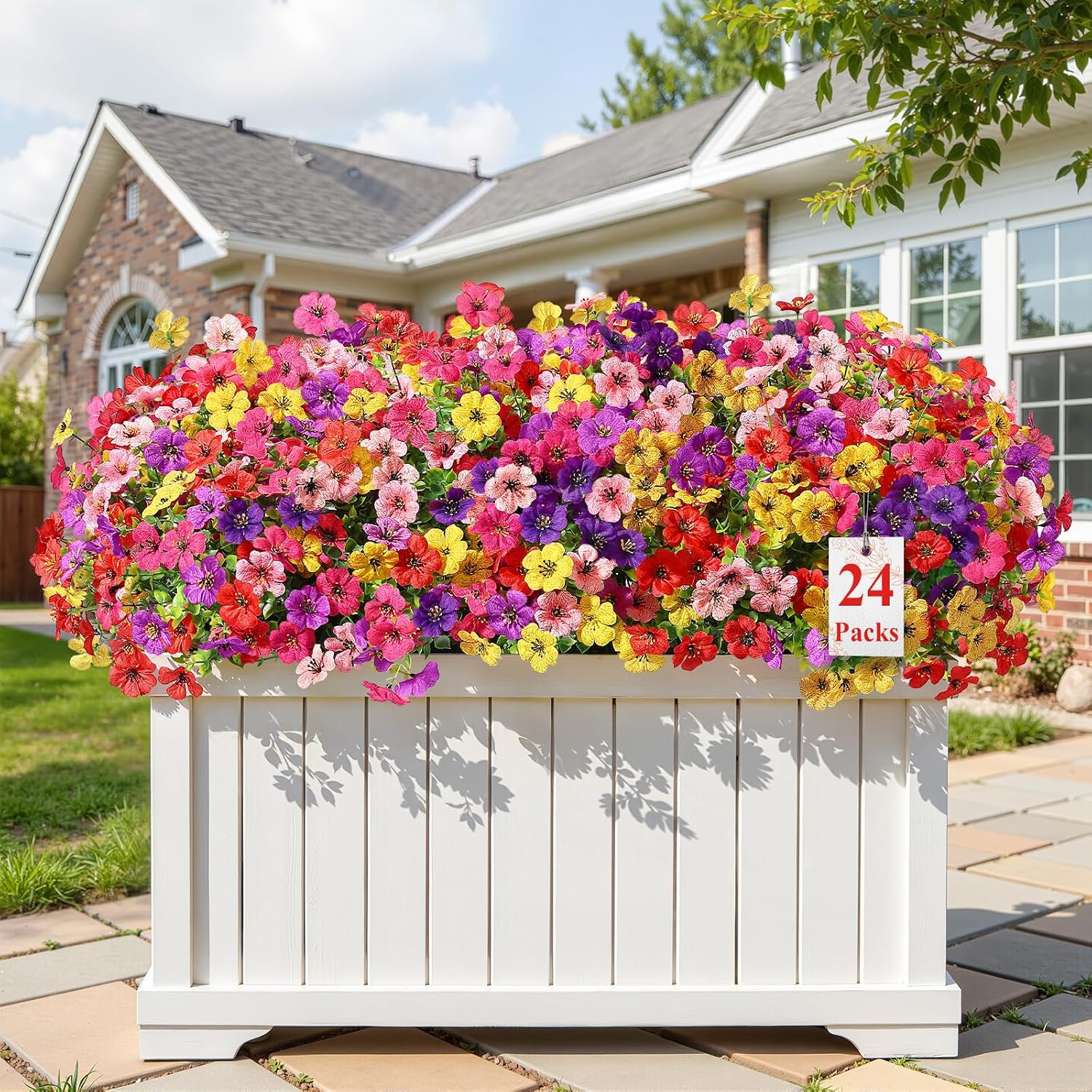 Alupssuc 24 Bundles Artificial Daisy Flowers UV Resistant for Outdoor Decor