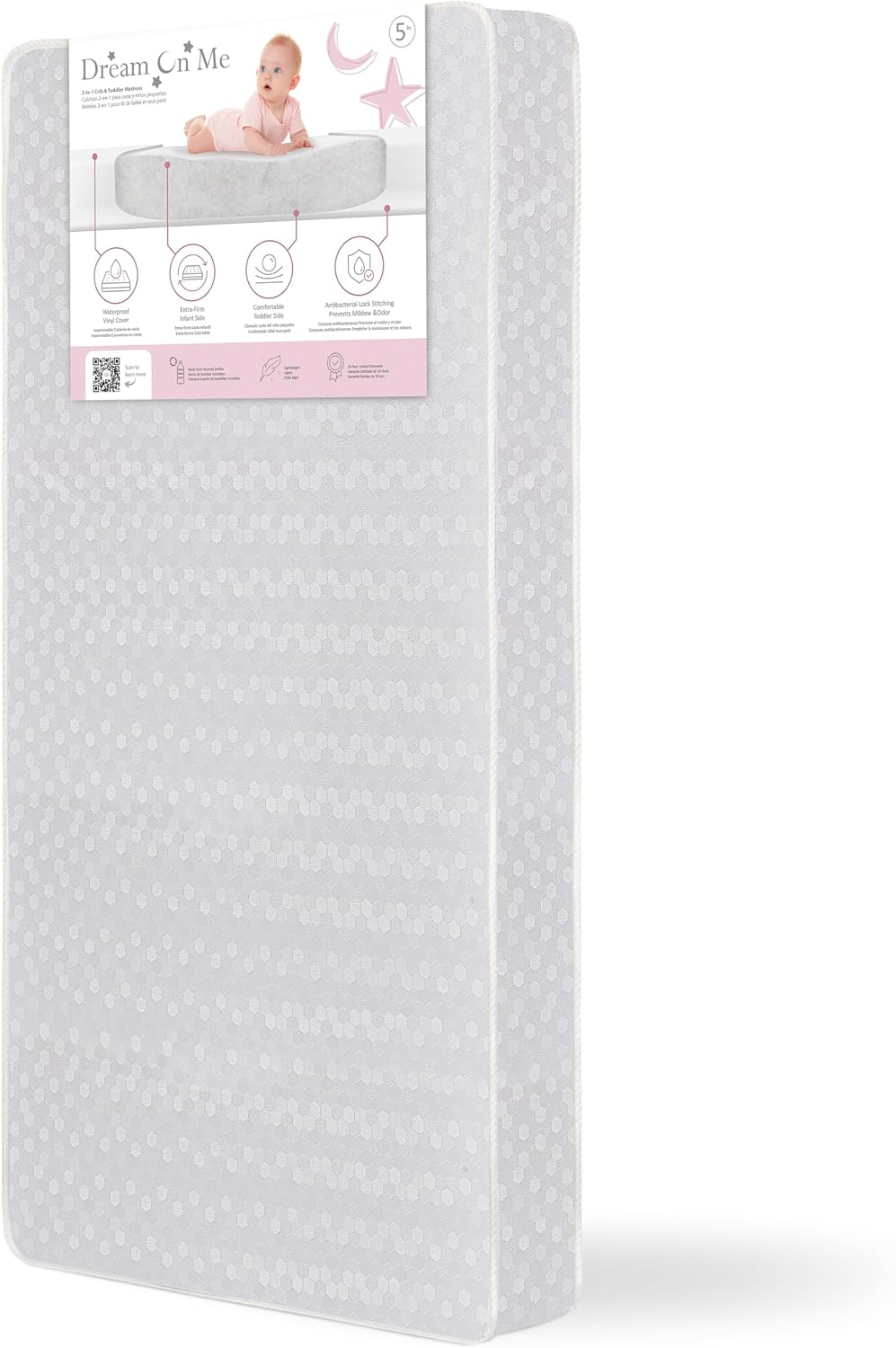 Dream On Me 2-in-1 Honeycomb Orthopedic Baby Crib Mattress, GREENGUARD Gold