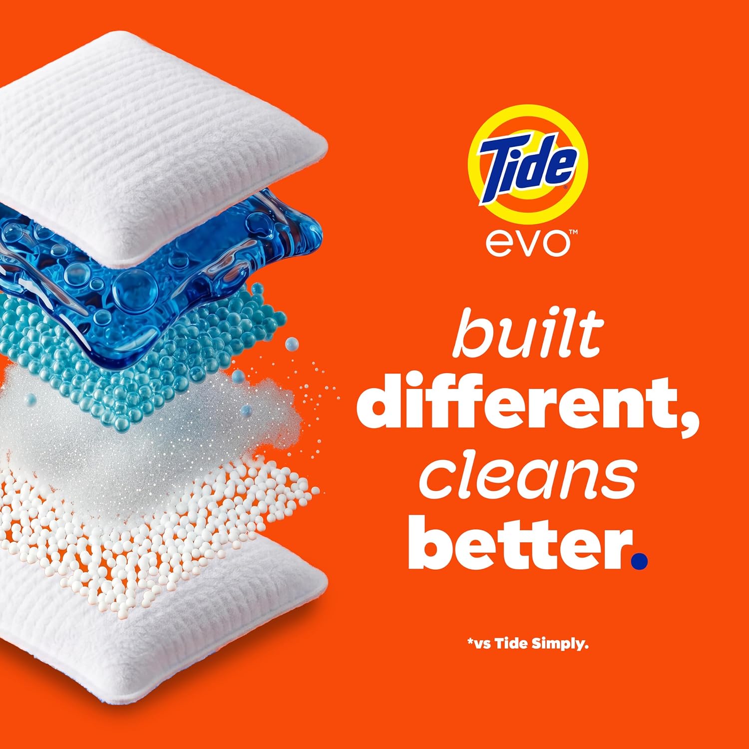 Tide evo Laundry Detergent Original Scent Works on 100% of Common Stains Concentrated Travel Detergent HE Compatible and Instant Dissolve Fights Stains Better than Leading Detergent Sheet, 42 Count