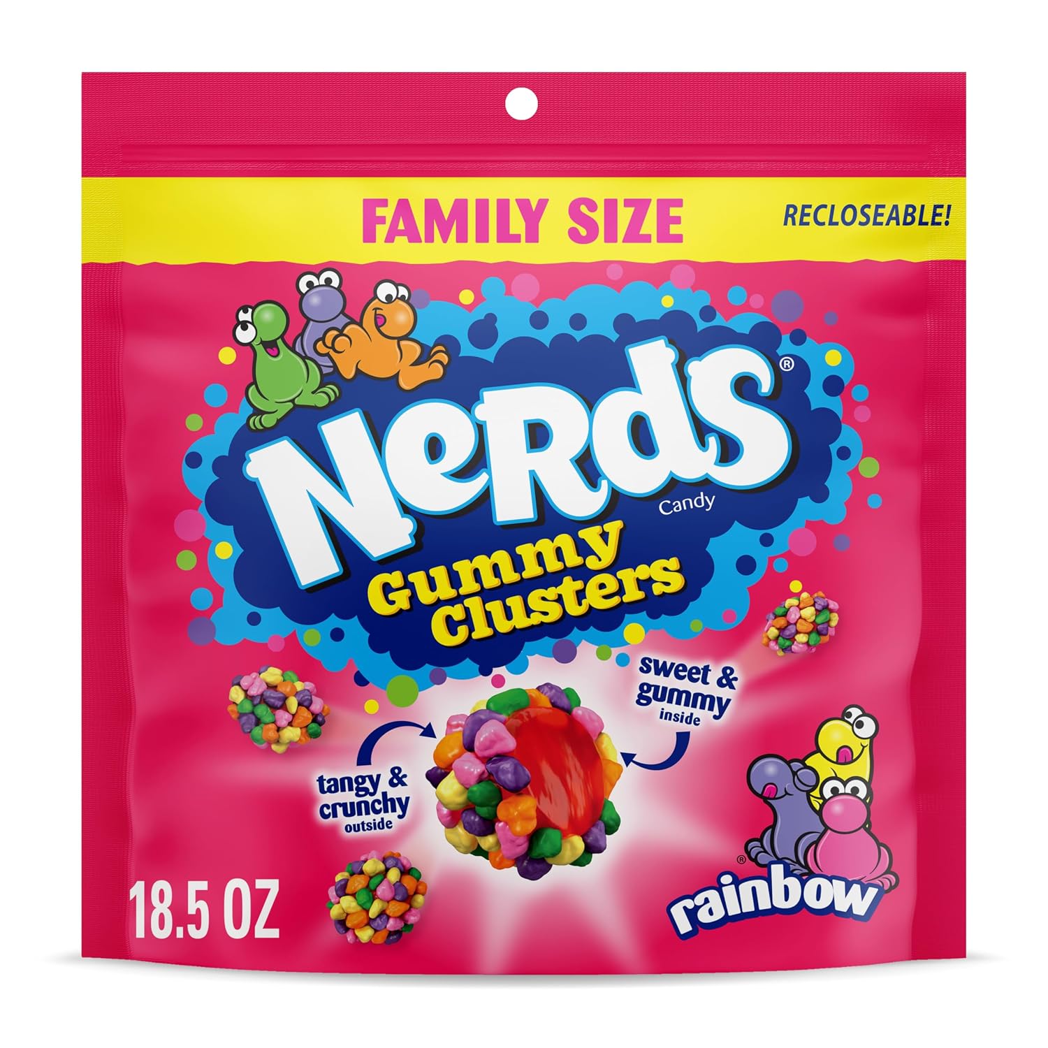 NERDS Gummy Clusters Rainbow Candy, Crunchy & Gummy, 18.5 oz