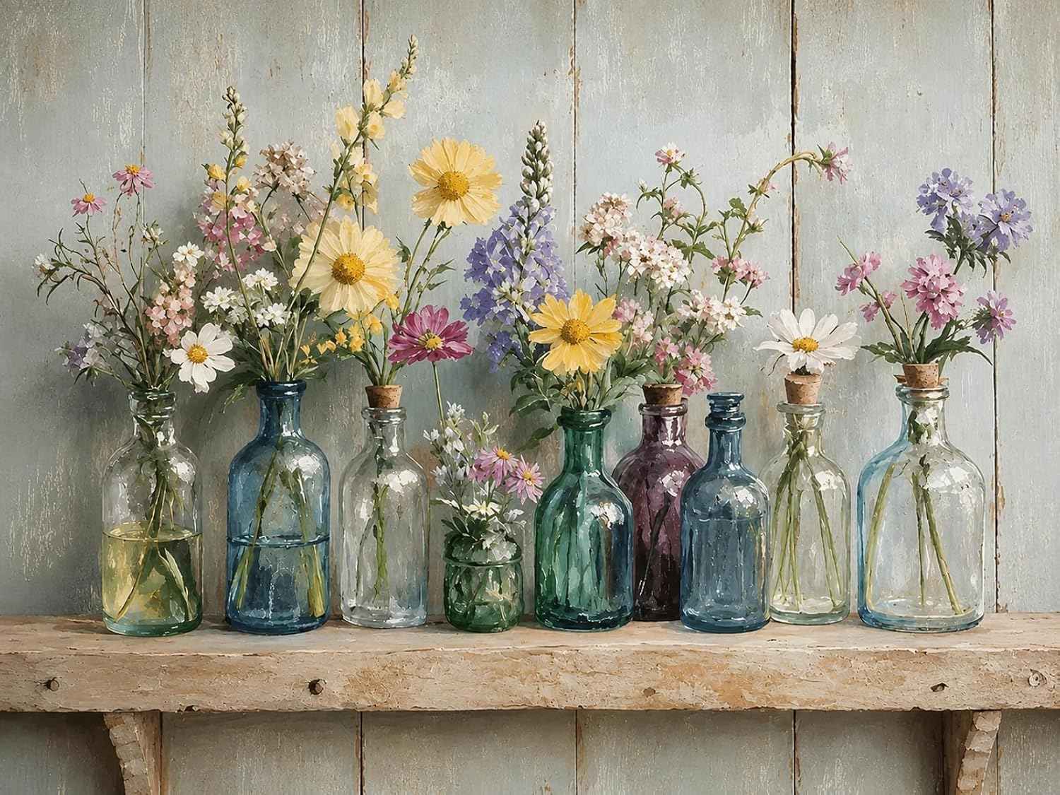 DOTSTART Wildflower Bottles Diamond Art Kits for Adults, Full Drill Gem Art