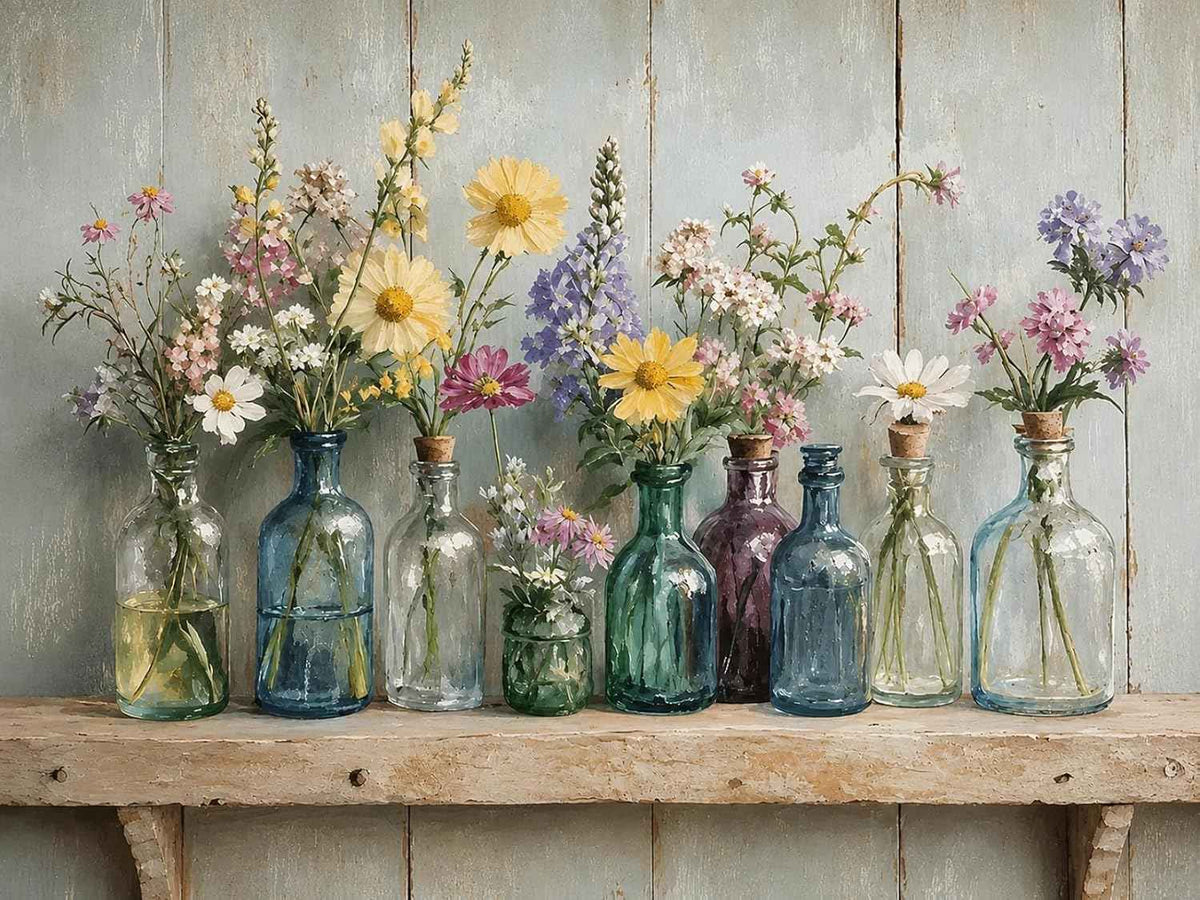 DOTSTART Wildflower Bottles Diamond Art Kits for Adults, Full Drill Gem Art