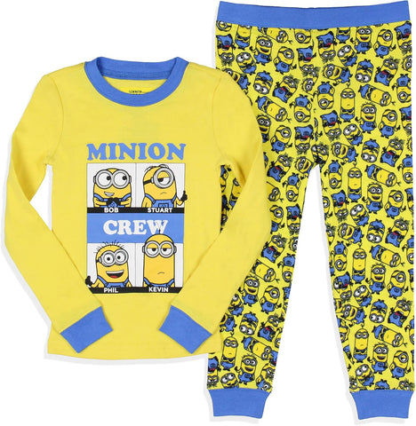 INTIMO Despicable Me Toddler Boys' Minions Crew Bob Stuart Phil Kevin Sleep Pajama Set Long Sleeves Pants