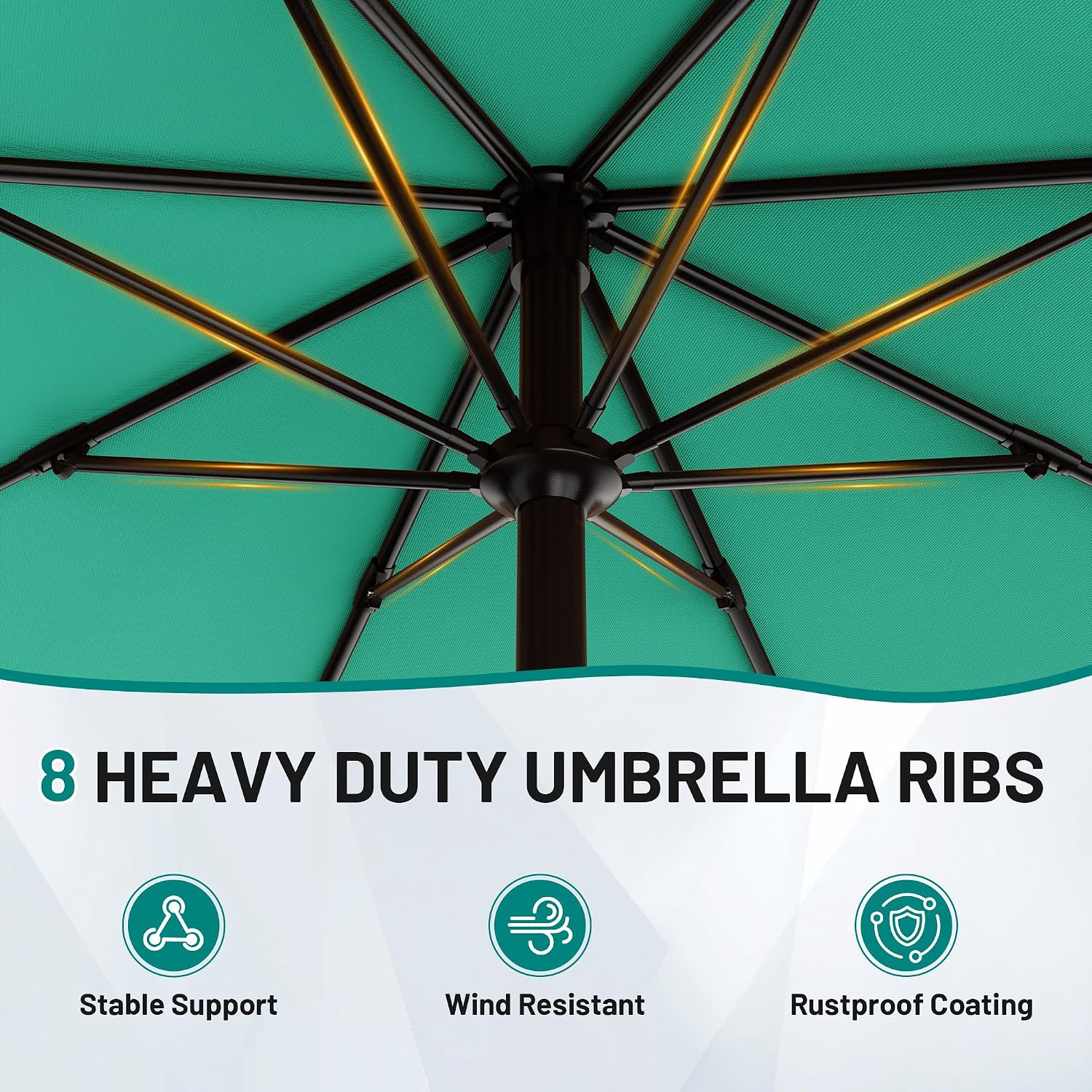 AreShark 9FT Outdoor Patio Umbrella with Tilt and Crank, Peacoke Blue