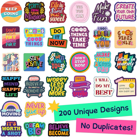 200PCS Motivational Stickers, Inspirational Positive Affirmation Stickers