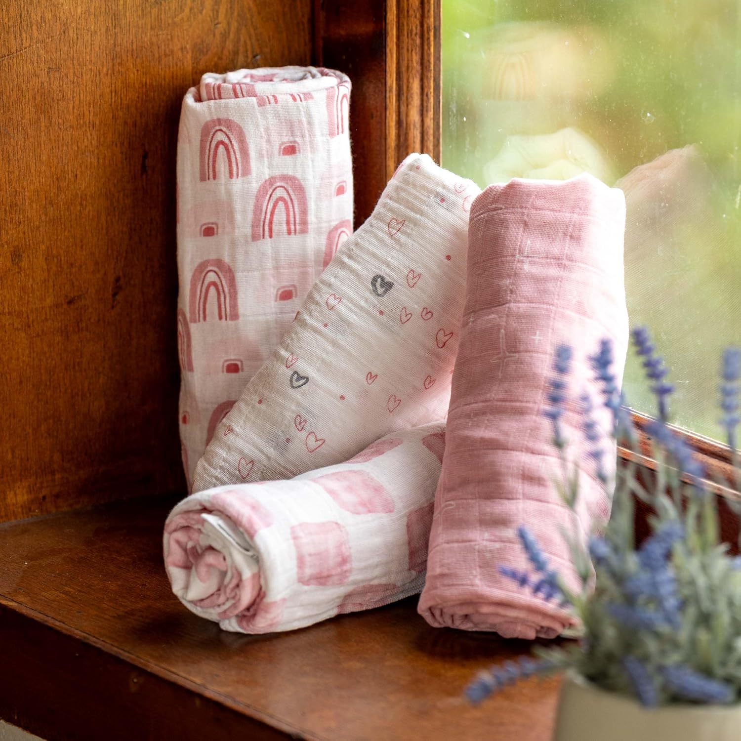 Muslin Swaddle Blankets for Newborn, Cotton Receiving Blanket