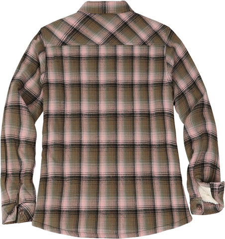 ThCreasa Womens Sherpa Lined Flannel Jacket with Hand Pockets