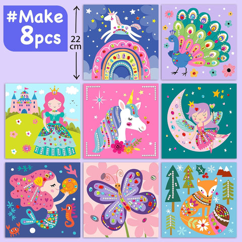 EZCRA Gem Sticker Kit for Kids - 990+ Stickers, 8 Unicorn Princess Themes