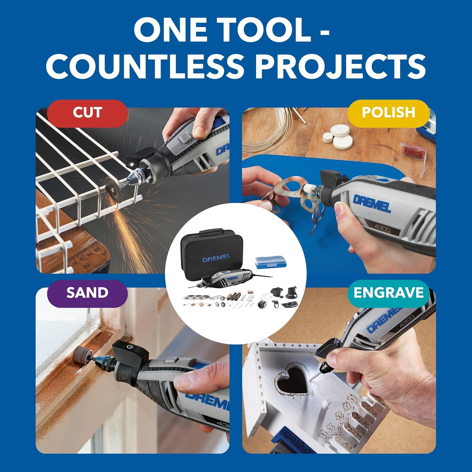 Dremel 4300-5/40 Rotary Tool Kit with Pivot Light and 40 Accessories