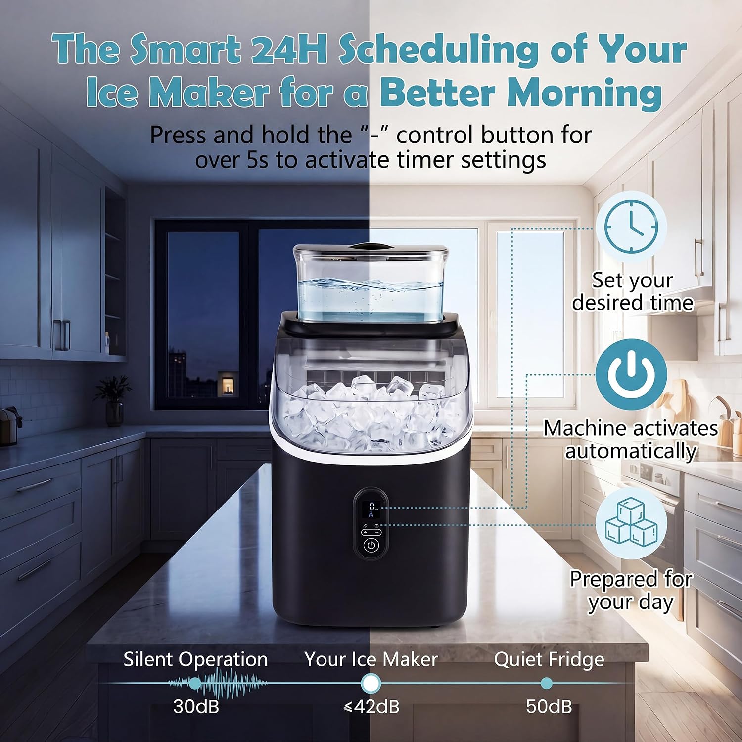 ARLIME Countertop Ice Maker with External Tank, Self-Cleaning Ice Machine