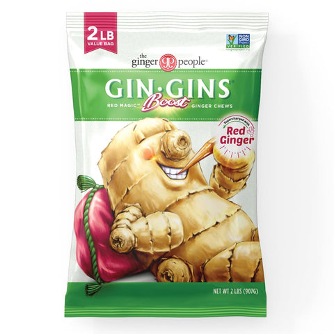 GIN GINS Boost Red Magic Ginger Chews Digestive Support 2lb 1Pk