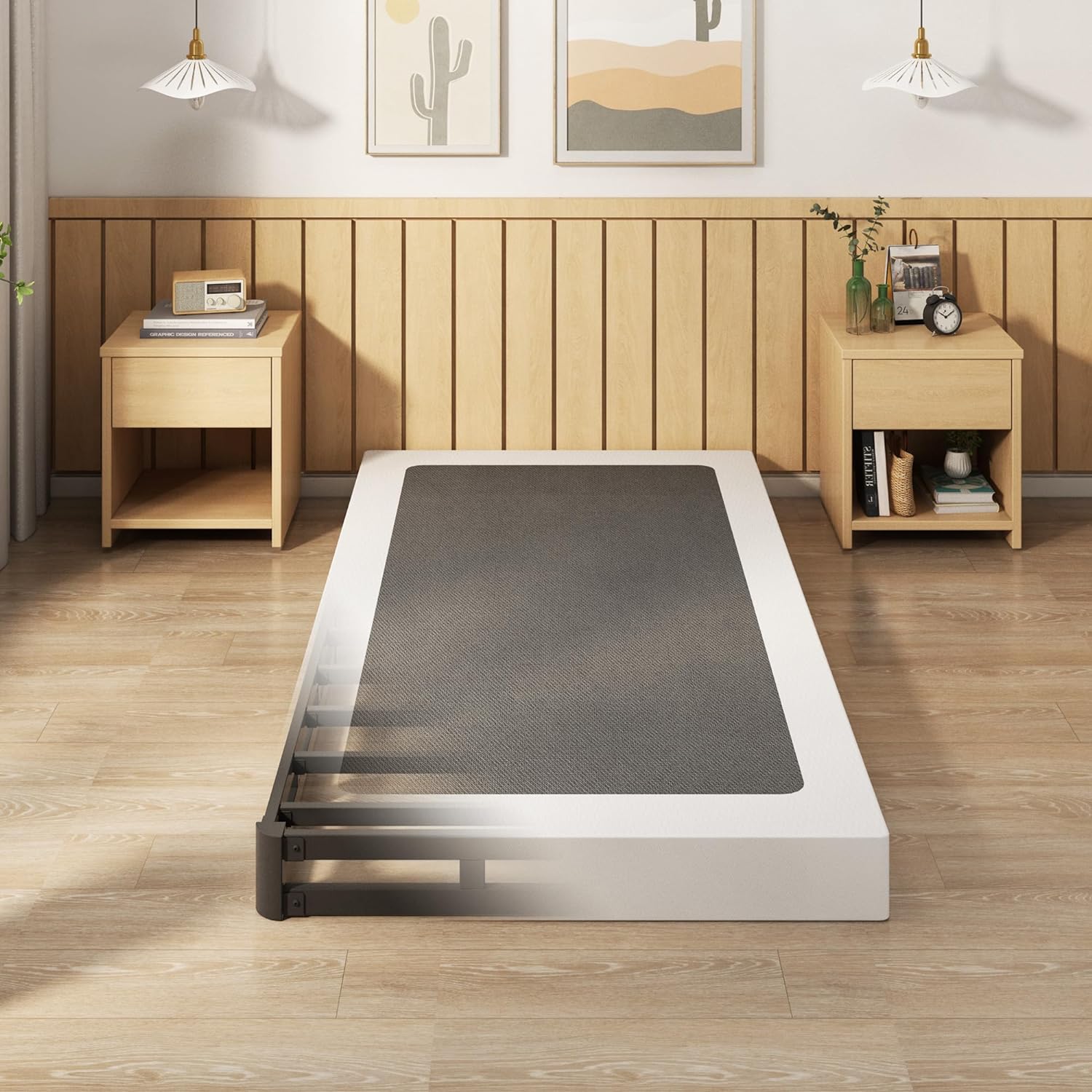 EMODA 5 Inch Twin Box Spring Bed Base Mattress Foundation with Fabric Cover