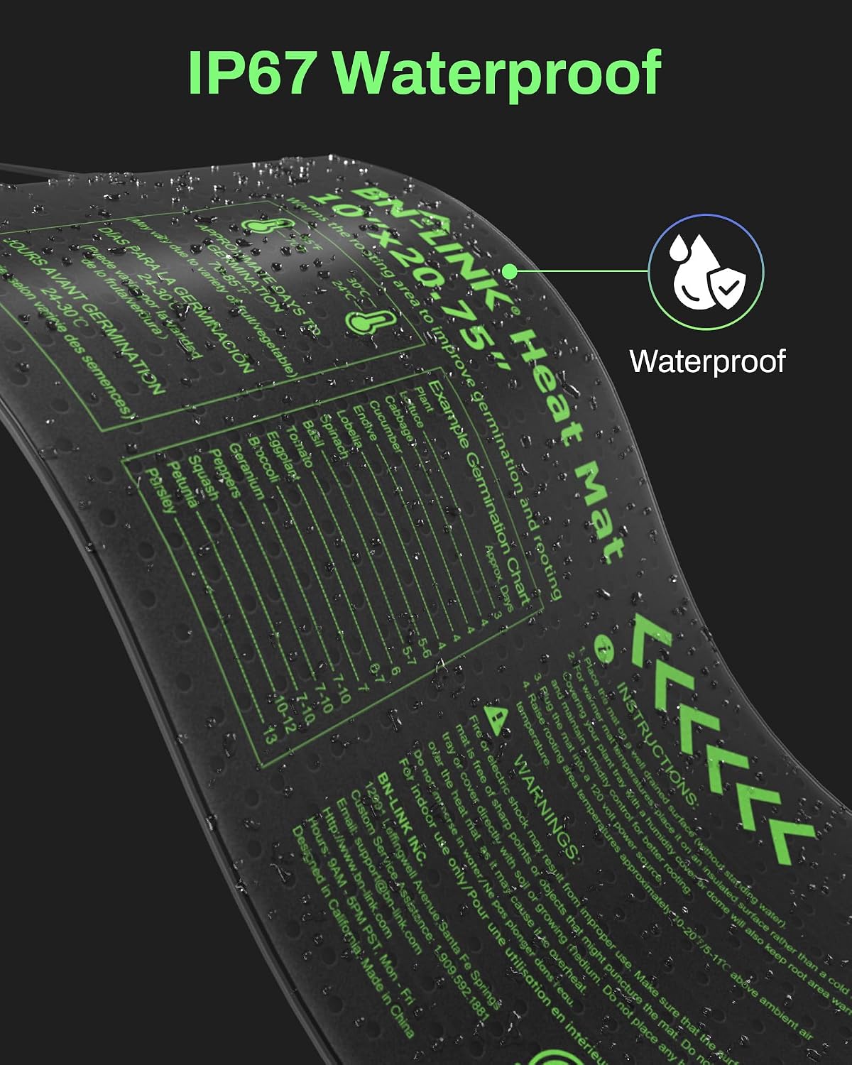 BN-LINK 10" x 20.75" Seedling Heat Mats for Seed Starting Plant Germination