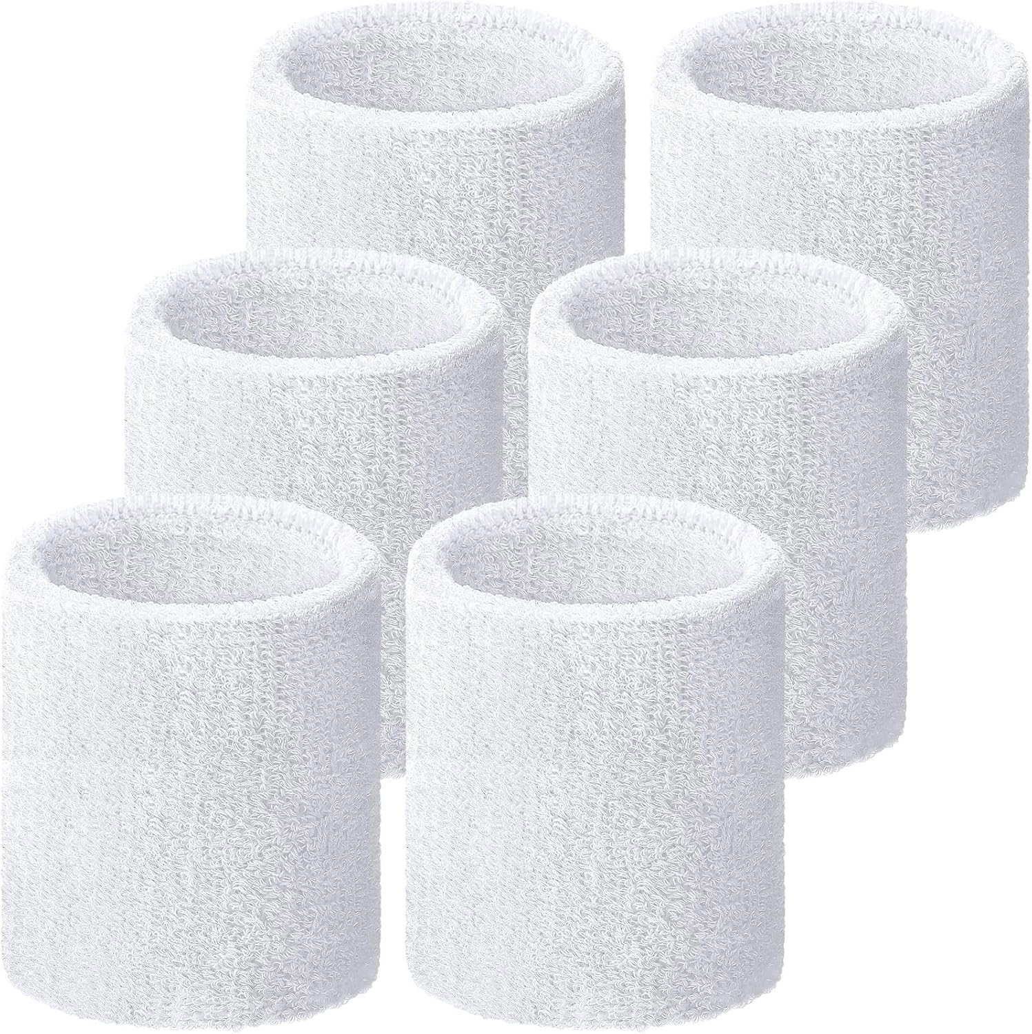 Willbond Wrist Sweatbands, Sports Sweatbands for Competition, Sweat Absorbent, for Basketball, Tennis, Football, Running and Work (Pack of 6)