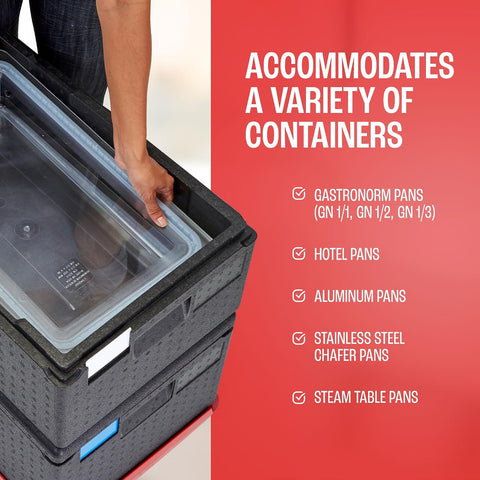 Cambro GoBox Insulated Lightweight Thermal Hot Box and Food Pan Carrier (12 Inch Deep) - Hotbox and Food Warmer for Catering & Transport - Top Load (Black)