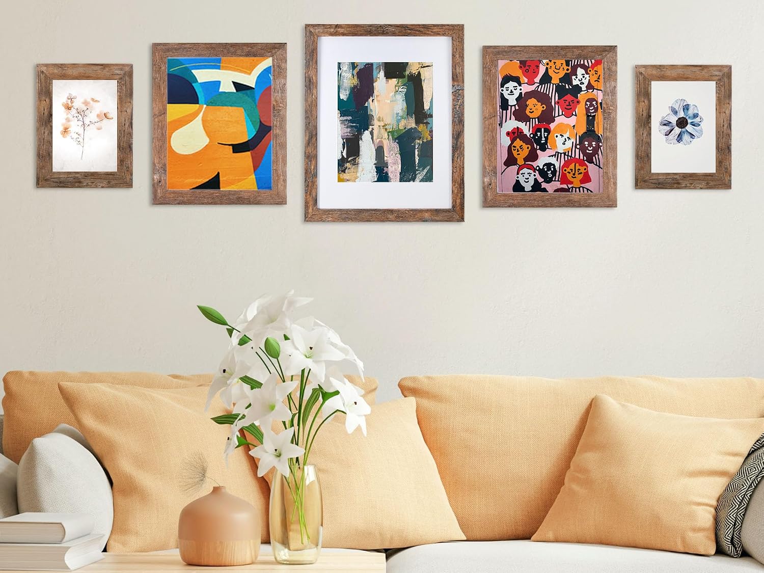 Califortree 8x10 Picture Frames - 5x7 Mat Included, Plexiglass, Wall/Tabletop Use, Rustic Brown