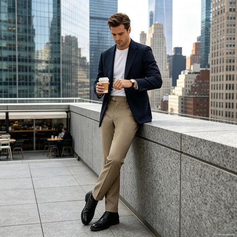 Mens Classic Fit Dress Pants Expandable Waist Slacks Big and Tall