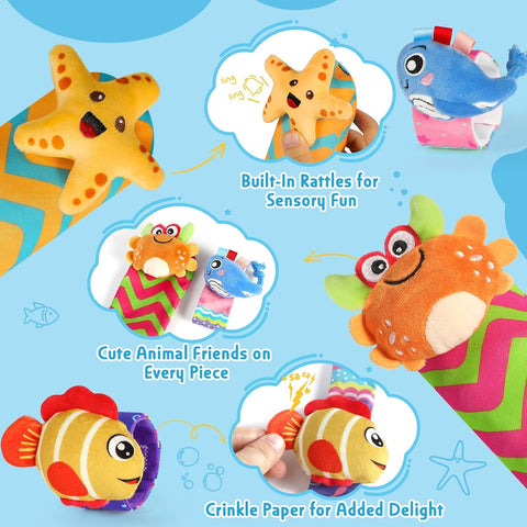 URMYWO Wrist Rattles for Baby, Rattle Socks, Baby Toys for 0-12 Months