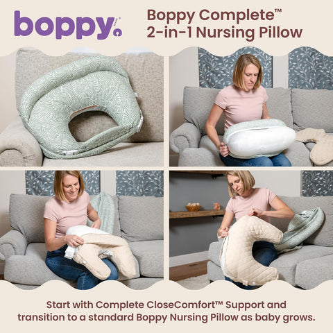 Boppy Complete Nursing Pillow, 2-in-1 Feeding Pillow with Bolster & Belt