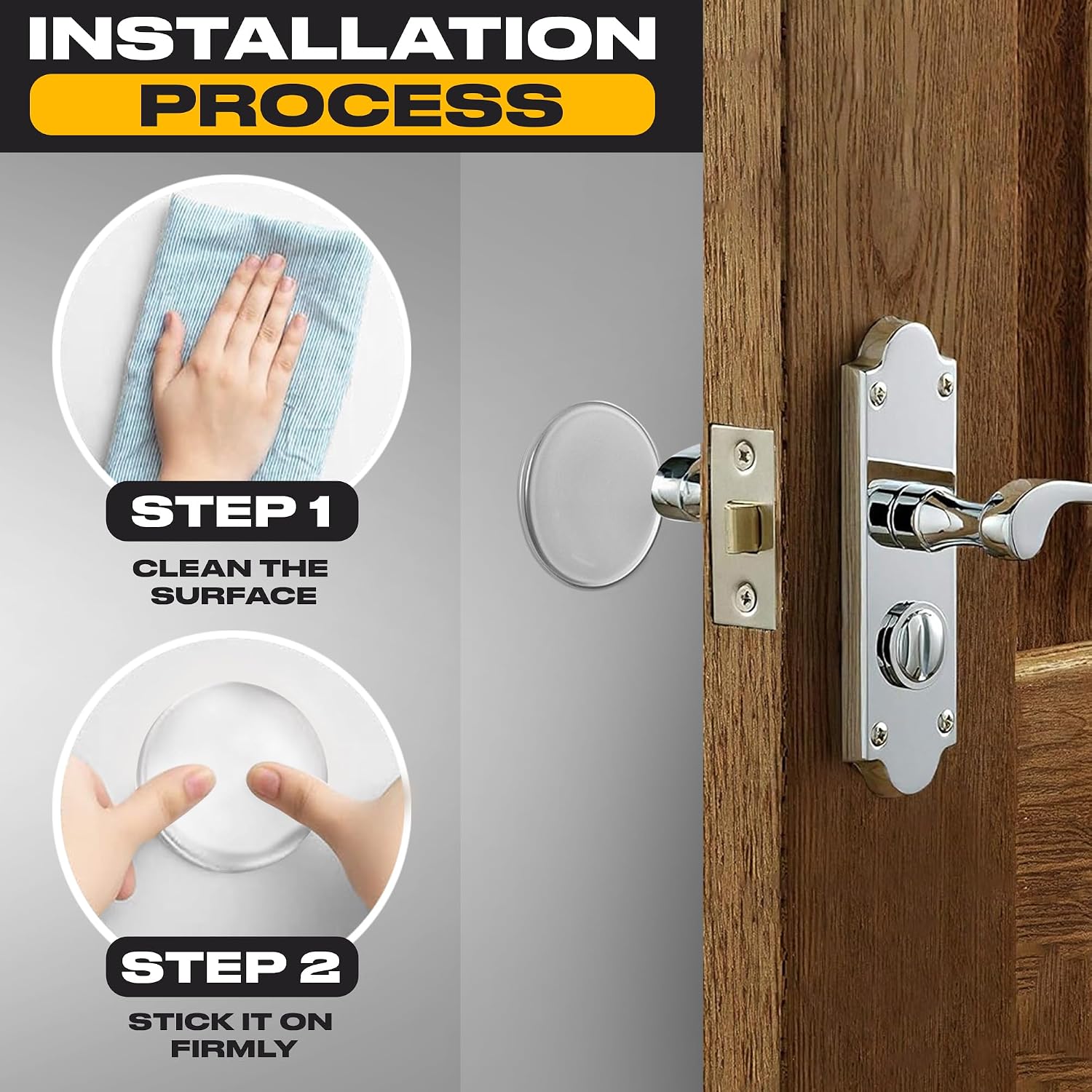 ProStoppr® Door Stoppers - Large 3.15" (8 Pack) - Strong Adhesive Backing
