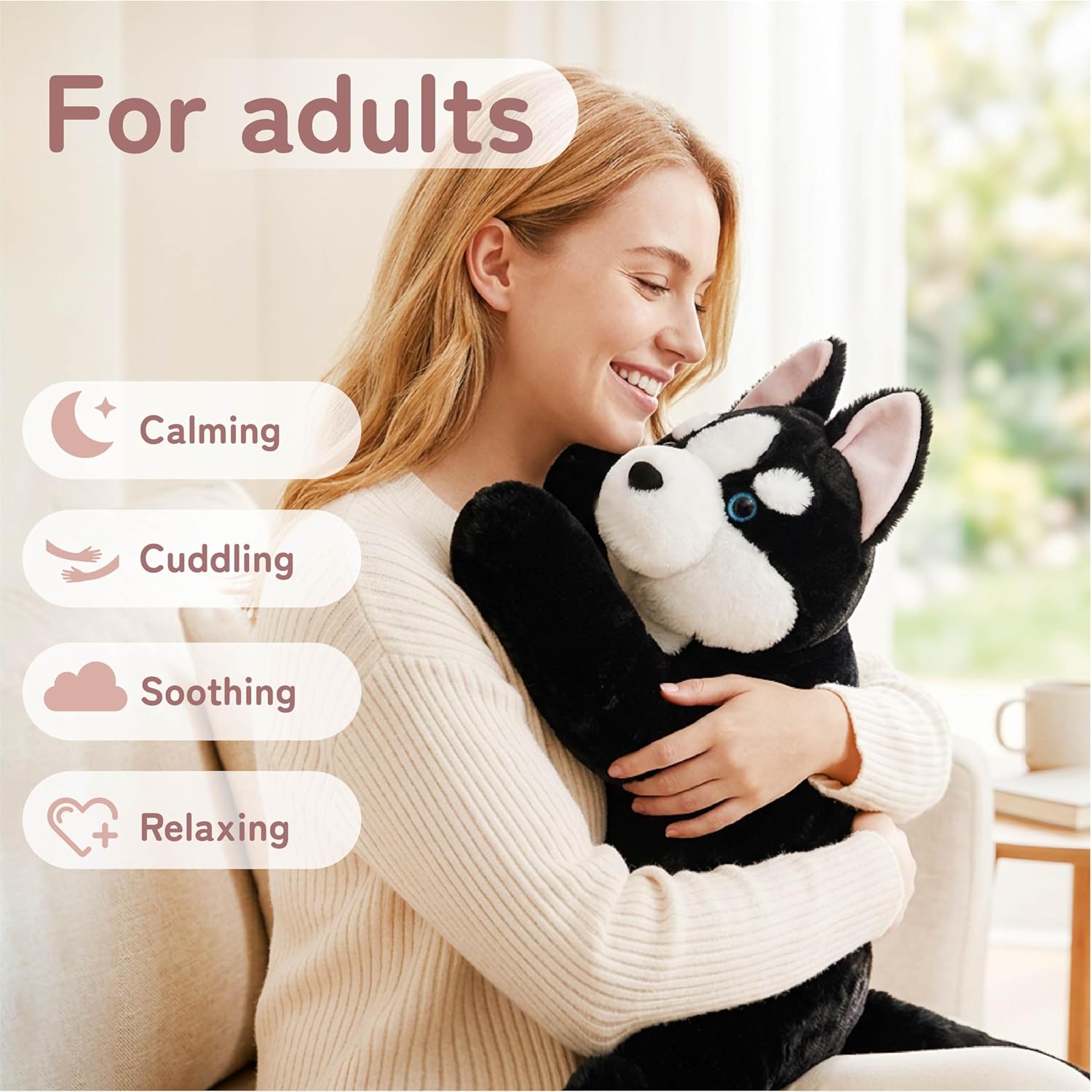 Niuniu Daddy Weighted Stuffed Animals, 20 in 3.3 lbs Husky Plushie Lap Pad