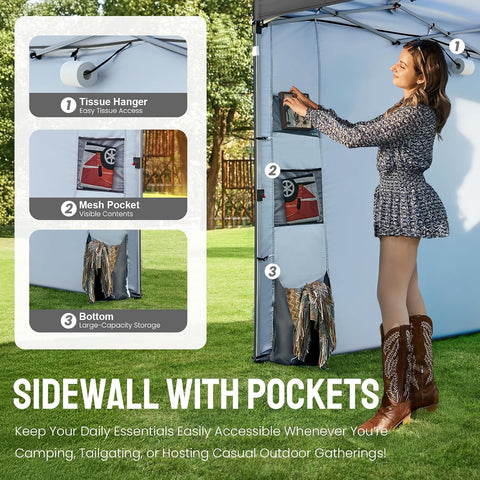 CROWN SHADES Canopy Tent 10x10 Pop Up Canopy with Side Pockets, Grid Gray