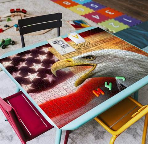 Wooden Puzzle 1000 Pieces Patriotic Symbols of The United States of America United States Jigsaw Puzzles for Children or Adults Educational Toys Decompression Game