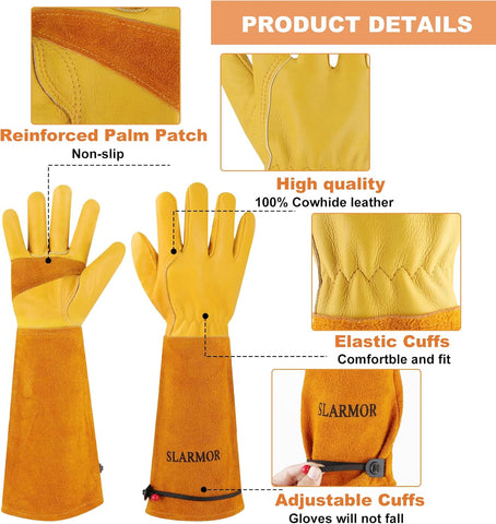 Gardening Gloves for Women Men, Long Thorn Proof Rose Pruning Glove