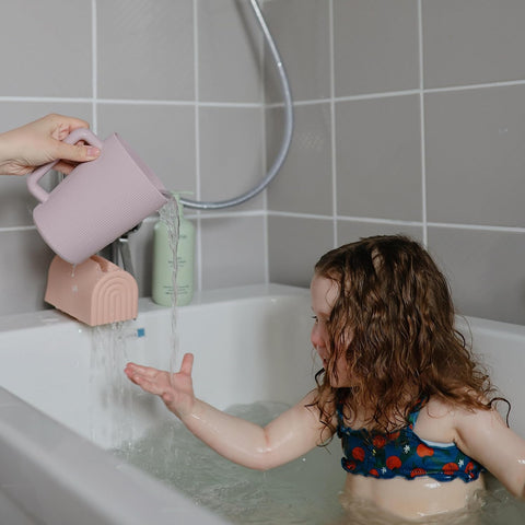 mushie Bath Spout Cover | Soft Silicone Bathtub Faucet Safety Guard for Kids | Universal Fit (Shifting Sand)