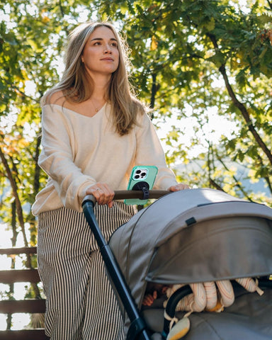 liuliuby Magnetic Phone Holder for Stroller, Shopping Cart & Golf Push Cart | Handlebar Phone Mount for MagSafe | Strap with Strong Magnet for Mag Safe | Stroller Accessories Compatible with Uppababy